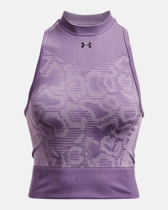 Women's UA RUSH™ HeatGear® Seamless Crop Top, Pink, pdpMainDesktop image number 4